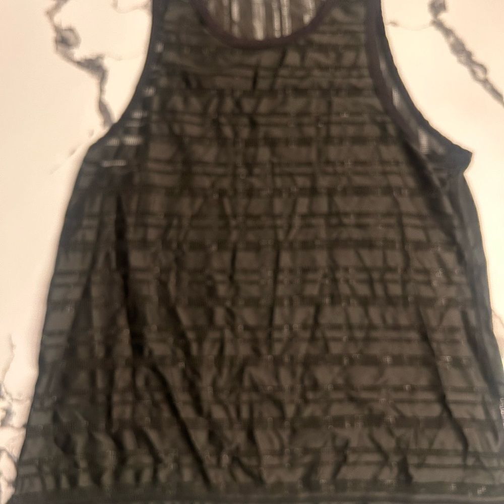 Black Sheer Striped Tank Top